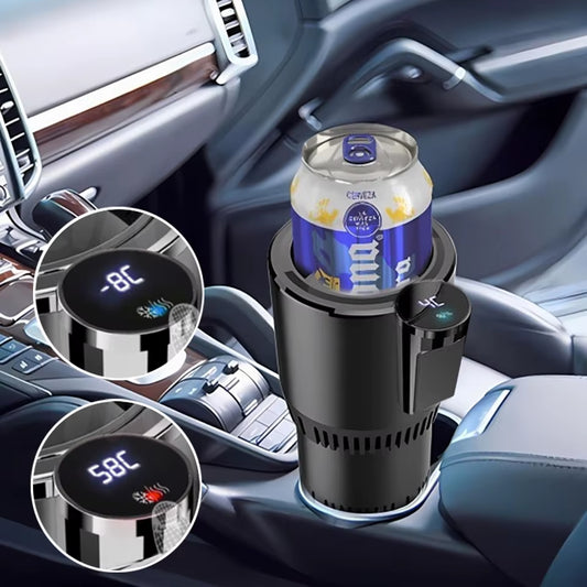 Portable 2-In-1 Smart Car Cup Holder Cooler & Heater LED Temperature Display with Touch Control Keeps Drinks Cold or Hot ﻿