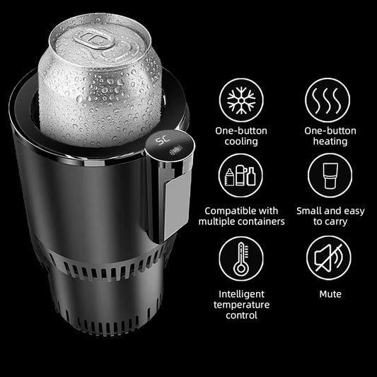 Portable 2-In-1 Smart Car Cup Holder Cooler & Heater LED Temperature Display with Touch Control Keeps Drinks Cold or Hot ﻿